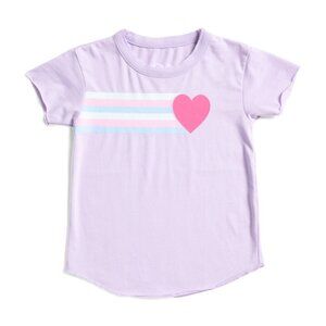 New w Tags CHASER Girls Purple Stripe + Heart T Shirt - Size 6
